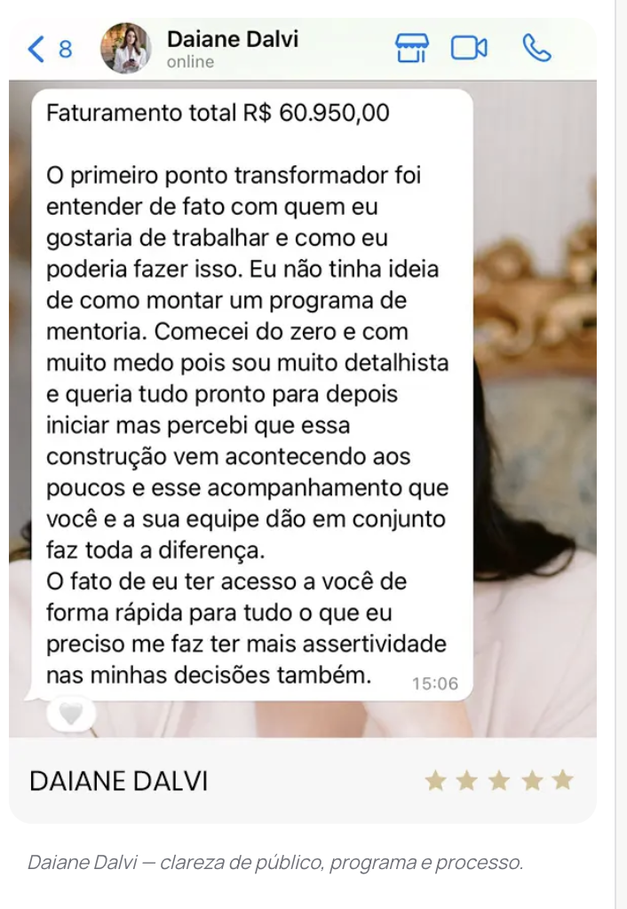 Daiane Dalvi relata faturamento de R$ 60.950
