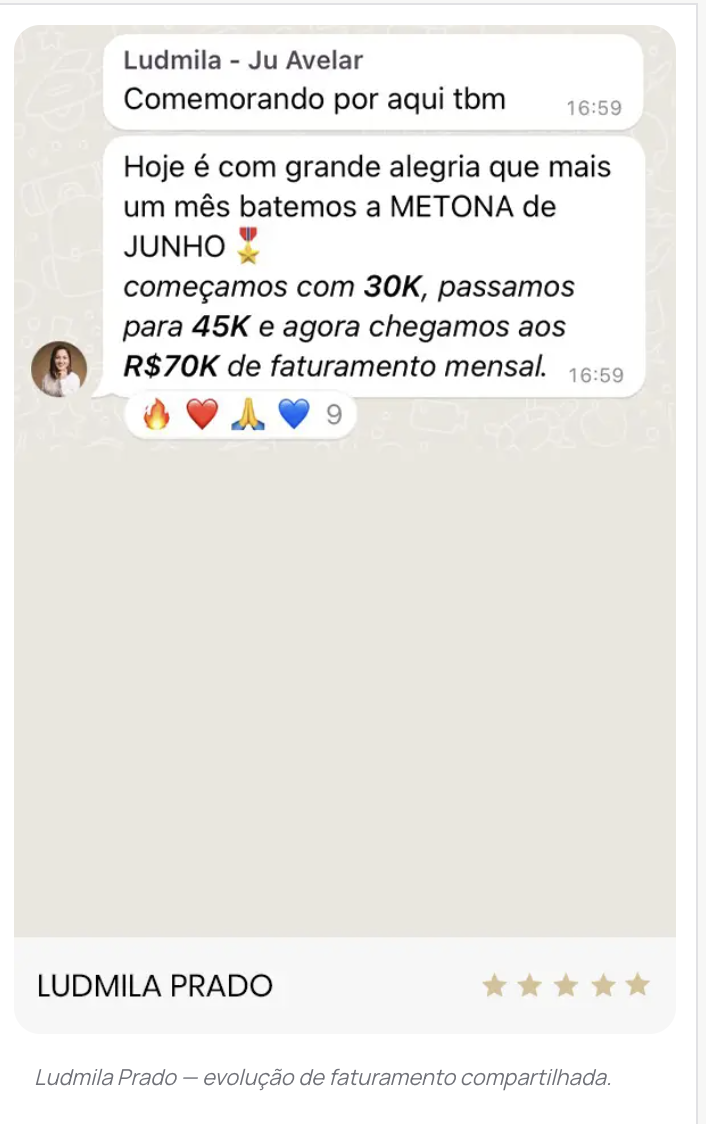 Ludmila Prado relata evolução de R$ 30.000 para R$ 70.000 mensais