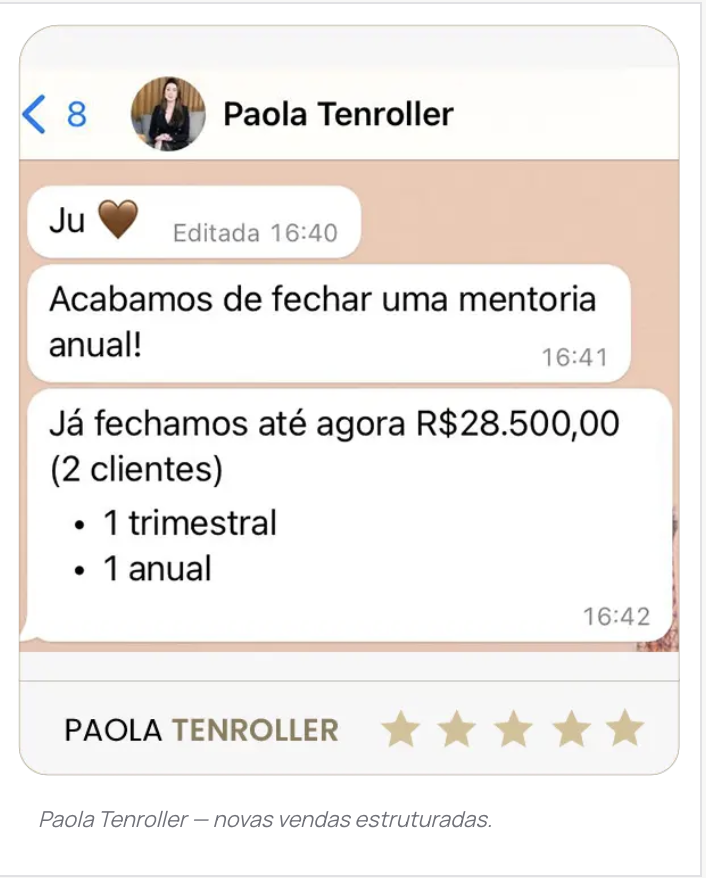 Paola Tenroller relata vendas de R$ 28.500