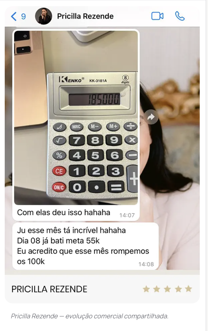 Pricilla Rezende relata meta de R$ 55.000 no oitavo dia do mês